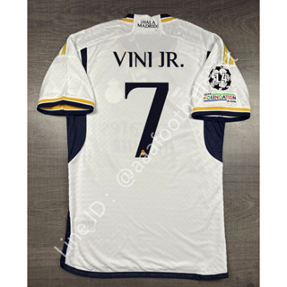 เสื้อฟุตบอล เกรด player รีล มาดริด Home เหย้า 2023/24 อาร์ม UCL เบอร์ชื่อ 7 VINI JR