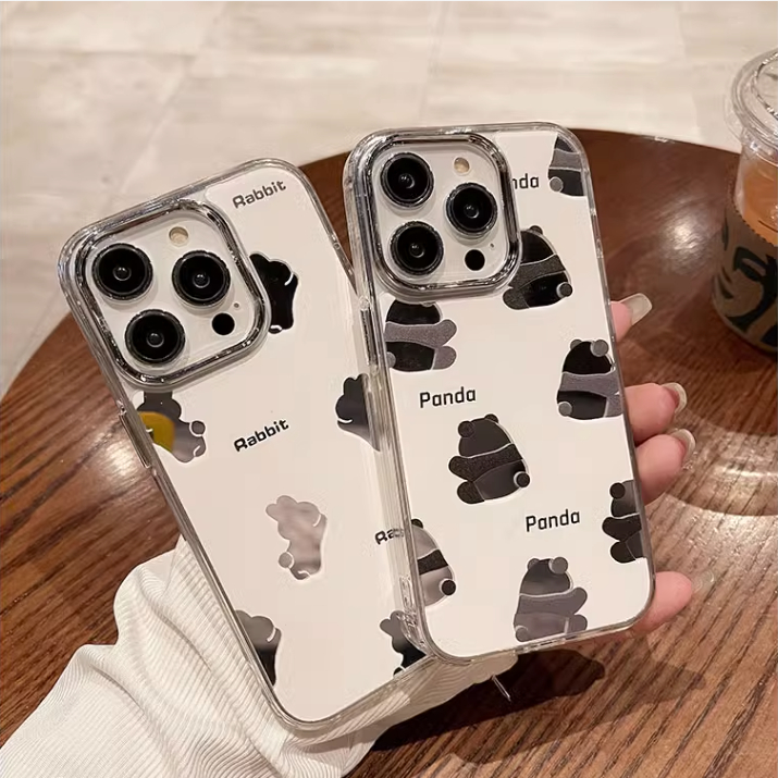 จัดส่งทันที เคสไอโฟน11/12/13/14 Pro max เคสน่ารัก Cute Panda & Bunny Mirror Case For iPhone 11,12,13,12PM,13PM,14PM