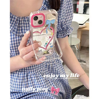 ✨สไตล์ใหม่✨เคสไอโฟน 14 Pro Max เคส for 11 12 13 Pro Max รูปหัวใจ พร้อมขาตั้ง กระจกเงา iPhone 13 Case เคสกันกระแทก