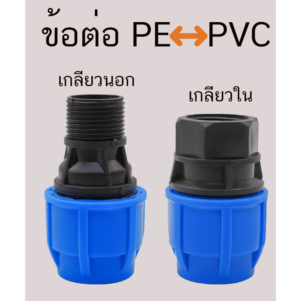ข้อต่อ ข้อต่อเกลียวนอก ข้อต่อเกลียวใน PE พีอี ข้อต่อตรงเกลียวนอกท่อพีอี ข้อต่อชนิดสวมอัด ทนแรงดัน 8บ