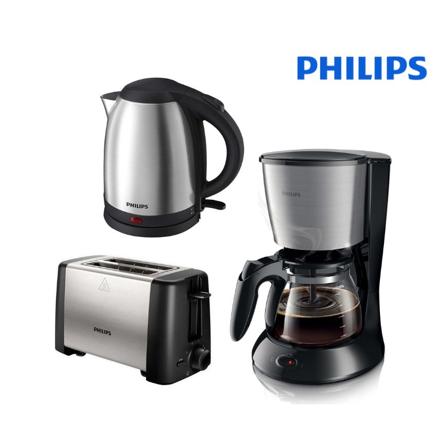 PHILIPS กิ๊ฟเซ็ท 3 ชิ้น เครื่องชงกาแฟ รุ่น HD7457 เครื่องปิ้งขนมปัง รุ่น HD4825 และ กาต้มน้ำ รุ่นHD9306