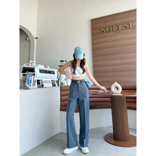ขากระบอกกลางผ้าA80งานซิปหน้าตะขอหน้า✨⛅️🧸