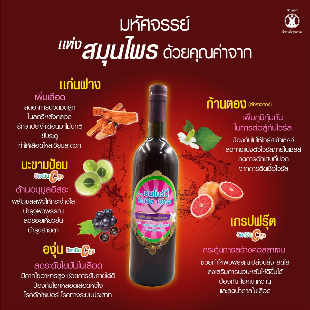 🔥ฟรีค่าจัดส่ง💯 เครื่องดื่มก้านตองอาจารย์อุบล💯  เรนโบว์นี่ พีเพิล เฟรช 1แถม1 วัยทอง ฮอร์โมน เลือดจาง หลอดเลือด ฝางเสน - รูปที่ 7