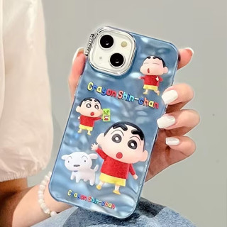 🎁ส่งของขวัญ🎁เคสไอโ case for iphone 11 12 3Dเครยอนชินจัง ระลอกน้ำ เคส 14 13 12 11 pro max เคสมือถือกันกระแทก