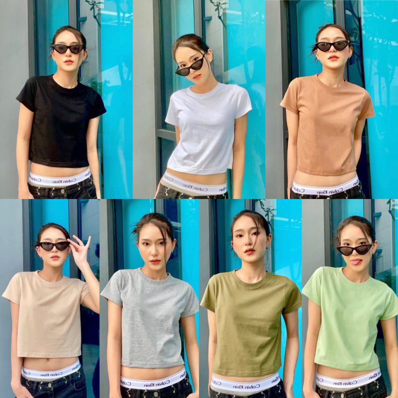 เก็บโค้ดลดหน้าร้าน Baby Tee เสื้อเบบี้ที y2k เนื้อผ้านุ่ม ทรงสวย คอตตอน 100% ใส่สบาย