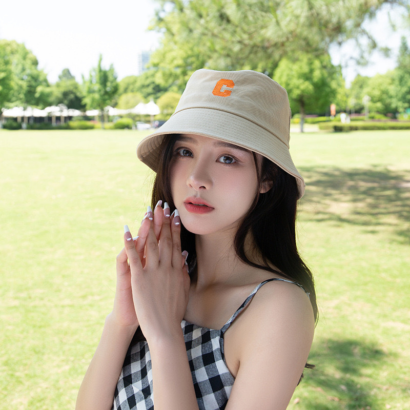 หมวกบักเก็ตสีพื้นแฟชั่น หมวกบักเก็ตรุ่นใหม่23ปักตัวC รูปที่ 4