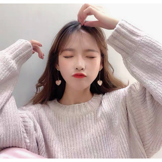 ต่างหูหัวใจ สีพลาสเทล ประดับเพชร
