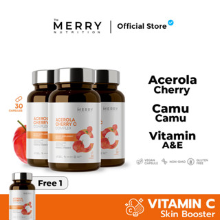The Merry Acerola Cherry C Complex (วิตามินซี สารสกัดจากอเชโรล่า เชอร์รี่) 3 กระปุก เเถม 1 x 30 Capsule [120 Capsule]
