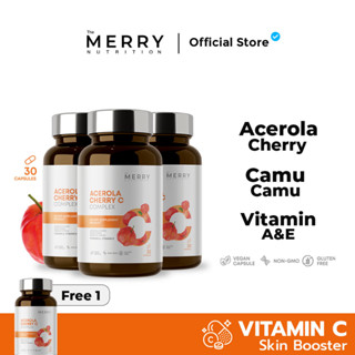 The Merry Acerola Cherry C Complex (วิตามินซี สารสกัดจากอเชโรล่า เชอร์รี่) 3 กระปุก เเถม 1 x 30 Capsule [120 Capsule]