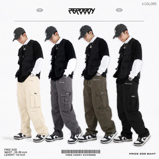 ZEROBOY - CARGO PANTS “ คาร์โก้ขายาวขากระบอกใหญ่ 4 สี “