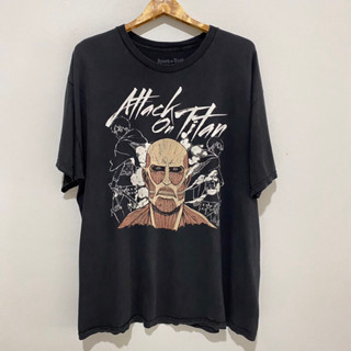 เสื้อยืดวินเทจ Attack On Titan Black Short Sleeve Graphic T-shirt