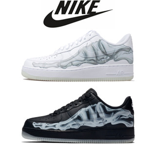 NIKE Air Force 1 Low Skeleton กระดูกซีทรูด้านบนต่ําด้านบนต่ํารองเท้าลําลองสําหรับผู้ชายและผู้หญิง