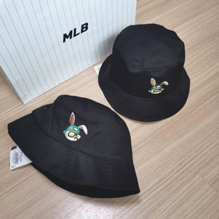 พร้อมส่ง MLB Rabbit Bucket Hat หมวกปีกสีดำ &amp; ปีกครีม logo กระต่าย 🤎🐰🖤🐰