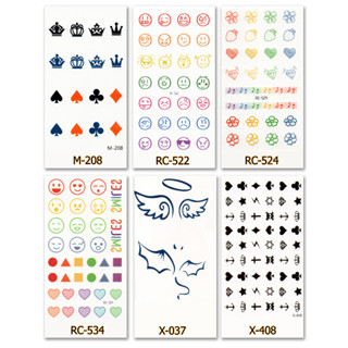 Tattoo Minimal ลาย Angel นางฟ้า แองเจิ้ล Devil มงกุฎ Crown ไพ่ป๊อกเด้ง emojis อิโมจิ หัวใจ ตัวโน้ต แท็ททู สติ๊กเกอร์