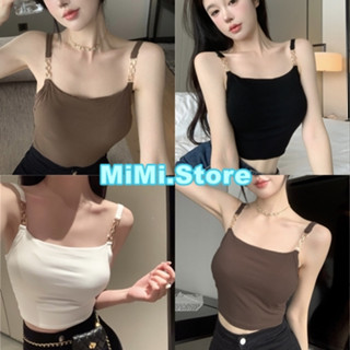 MiMi ✨พร้อมส่ง✨ เสื้อสายเดี่ยว ดีเทลสายโซ่สีทอง ผ้านิ่ม ดูแพงแบบมีคลาส