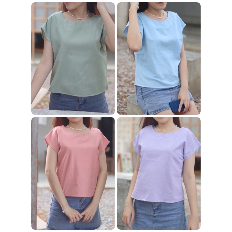 M L XL. เสื้อผ้าฝ้ายเชียงใหม่ มินิมอล สีพาสเทล ผ้านิ่มใส่สบาย ขนาด 36 38 40