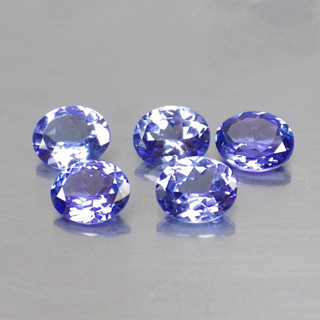 พลอย แทนซาไนท์ ธรรมชาติ แท้ ( Natural Tanzanite Size 6x5 mm. ) หนักรวม 3.19 กะรัต จำนวน 5 เม็ด