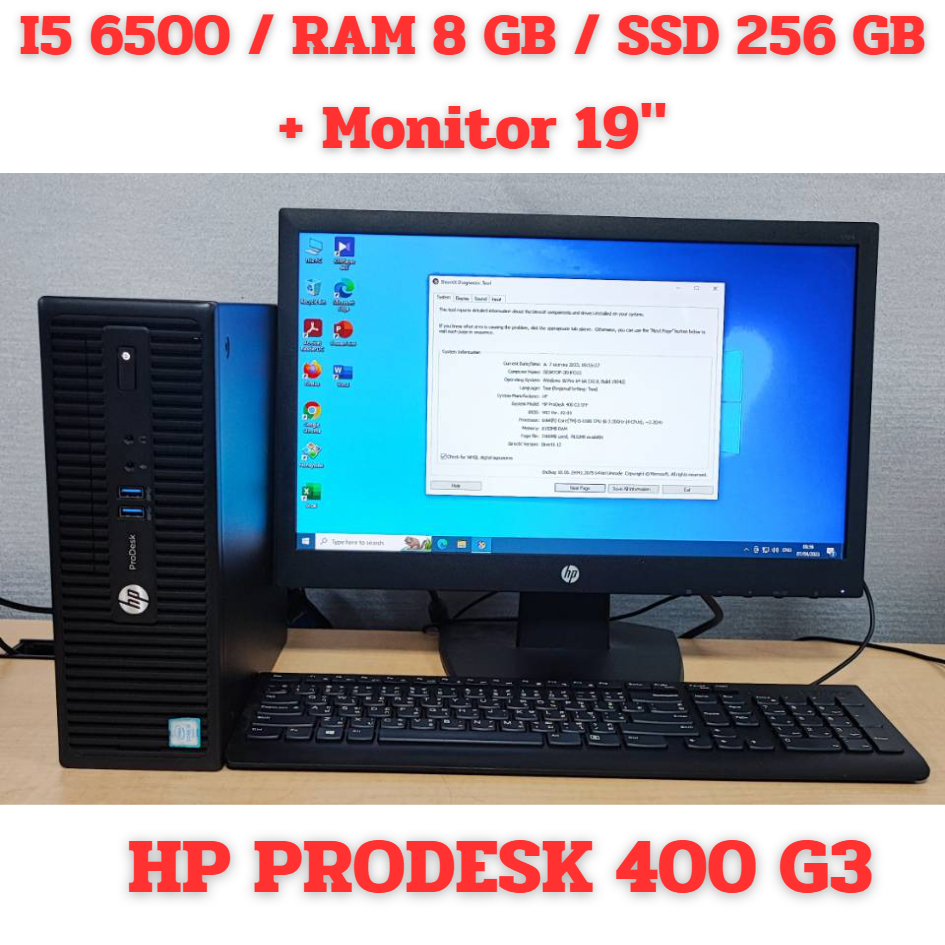 คอมพิวเตอร์ HP Core I5 (6th Gen) Ram 8 Gb SSD 256 Gb + LCD 19" พร้อมใช้งาน