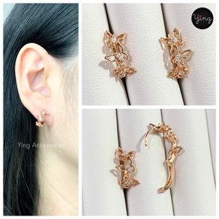 ต่างหูห่วงเล็ก ผีเสื้อ Pink Gold ขนาดห่วง 1 cm