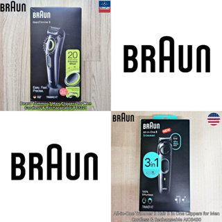 Braun® Beard Trimmer 3 Hair Clippers for Men Cordless &amp; Rechargeable เครื่องเล็มหนวดเครา สำหรับผู้ชาย ที่กันจอน