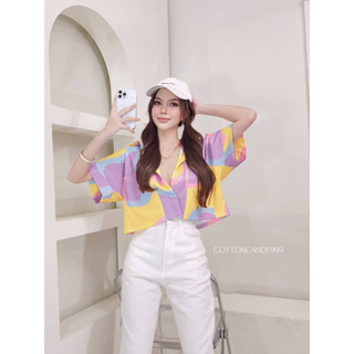 #Cotton candy เสื้อครอปเชิ๊ตน่ารักมากกก โทนสีสวย ลายสวย(พร้อมส่ง)