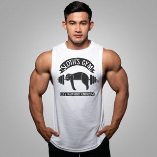 SLOTHS GYM เสื้อแขนกุดเว้าแขนกว้าง Drop Arm Sleeveless Muscle Shirt