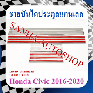 ชายบันไดประตูสแตนเลส Honda Civic FC และ FK ปี 2016,2017,2018,2019,2020,2021