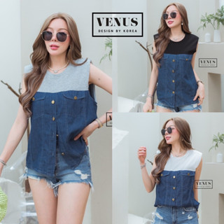 🌈🌿🌸🌼🌺💙🤎🇰🇷 Jeans Patch Cotton Sleeveless Top