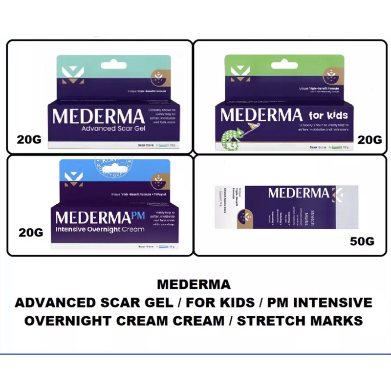 Mederma Advanced Scar Gel 20g/ For Kids 20g/ Overnight PM 20g/ Stretch Marks 50g