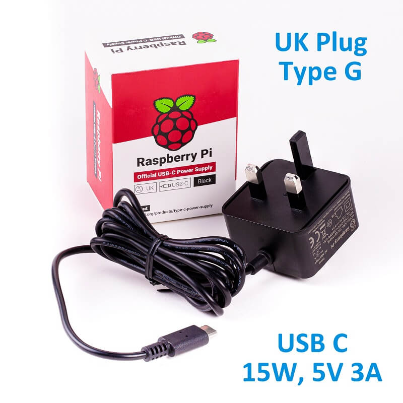 Adapter Raspberry Pi 4 15W (5V/3A) PSU USB C