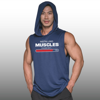 INSTALLING MUSCLE เสื้อฮู้ดแขนกุด Sleeveless Hoodies