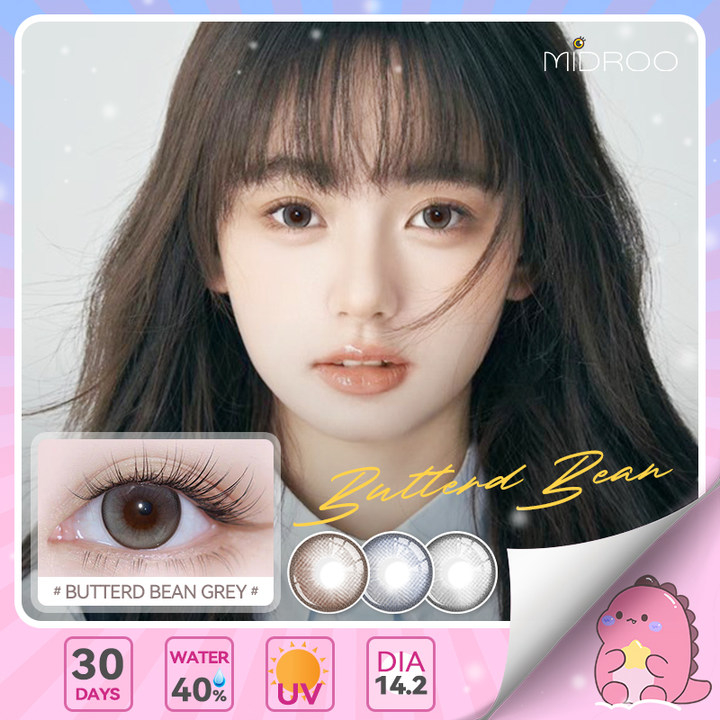 เลนส์สไตล์ประจำวัน Midroo Fashion Lens Butterd Bean Brown/Grey/Blue Eyes บิ๊กอาย 14.2mm