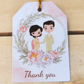 ป้ายTag Thank you สำหรับแขวนของขวัญของชำร่วย ขนาด4x6cm พร้อมเชือก