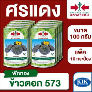 ขายส่ง เมล็ดพันธุ์ ศรแดง BIG ฟักทอง ลายข้าวตอก573 ขนาด 100 กรัม (100 กรัม X 10 กระป๋อง)