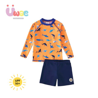 Uwae ชุดว่ายน้ำเด็ก ชุดว่ายน้ำเด็กชายกันยูวี Orange Sharky รุ่น UV334
