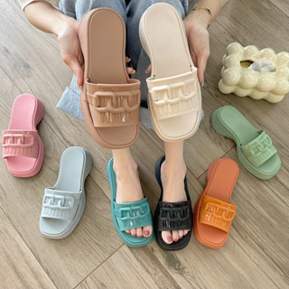 SHO-1223 รองเท้าแตะสวม รองเท้าลำลอง แฟชั่นผู้หญิง สีสวยสดใส เสริมส้น