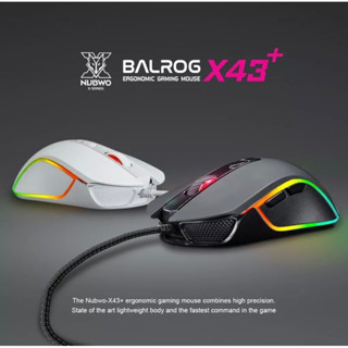 เมาส์เกมมิ่ง มาโคร Nubwo X43+ Gaming Mouse DPI 12800 เมาส์เกมมิ่ง มีไฟ RGB สีดำ / สีขาว รับประกัน 2 ปี &gt;&gt;ส่งฟรี