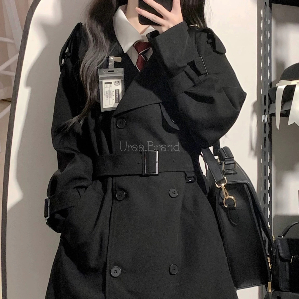 2 สี / XS-XL (พร้อมส่ง) เสื้อโค้ท เทรนช์โค้ท พร้อมเข็มขัด Miniminy Trench Coat