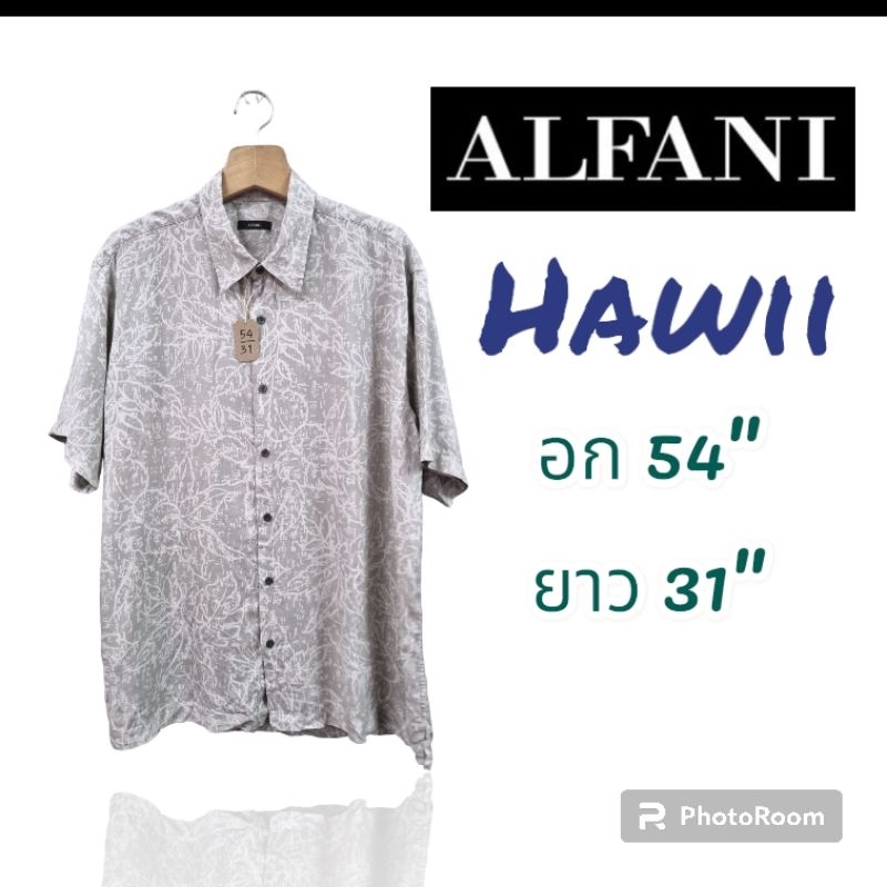 เสื้อฮาวาย Hawaii, vintage, ยี่ห้อ Alfani [อก 54"/ยาว 31"]