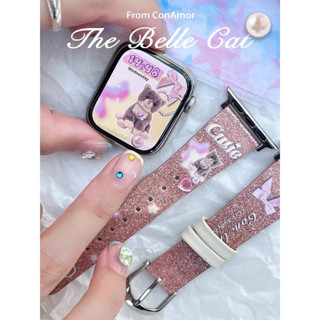 [PRE-ORDER] Conamor watch strap สายนาฬิกา ลายแมวกลิตเตอร์สีชมพู