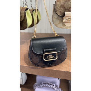 พร้อมส่ง Coach Morgan Card Case On A Chain In Blocked Signature Canvas