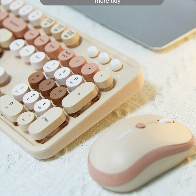 (แป้นอังกฤษ+ฟรีสติ๊กเกอร์ไทย) MOFii Sweet Dual Mode Bluetooth + 2.4 Ghz ชุดคีย์บอร์ดเมาส์ไร้สายสุดฮิตใช้งานได้ทุกอุปกรณ์