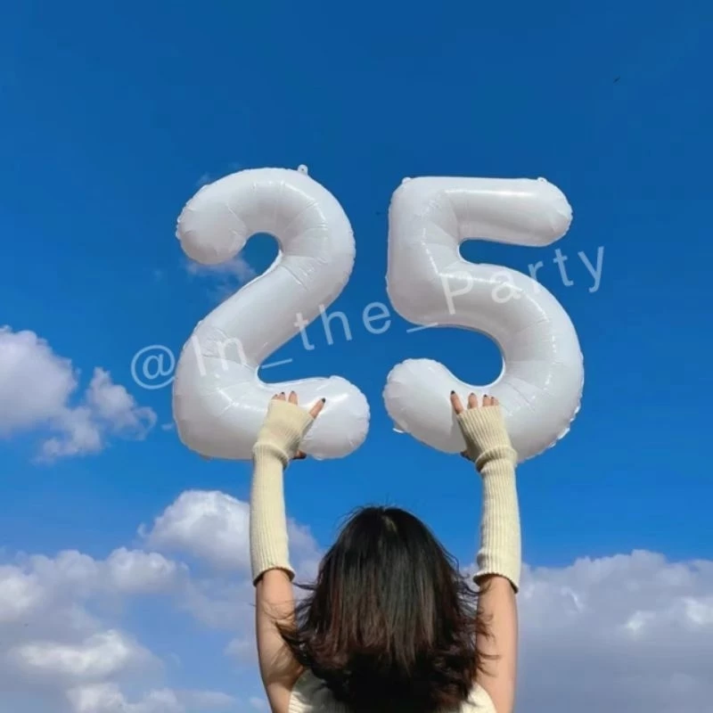 ร้านไทย ส่งไว ลูกโป่งตัวเลขสีขาว ลูกโป่งวันเกิด 32 นิ้ว 40 นิ้ว