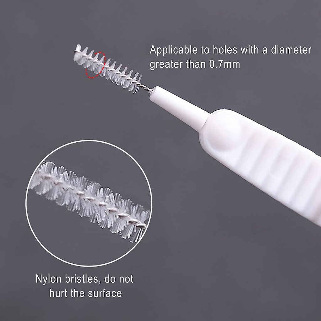 แปรงขัดรูฝักบัว แพ็ค 10 ชิ้น ใช้ซ้ำได้ ขนแปรงไนล่อนอเนกประสงค์ ป้องกันการอุดตัน ขจัดฝุ่นในช่องเสียบ USB รูหัวปั๊ม - รูปที่ 4