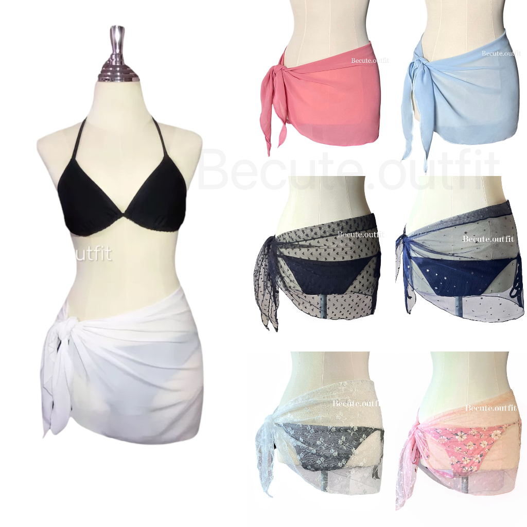 ผ้าคลุมบิกินี่ ผ้าคลุมชุดว่ายน้ำ ผ้าผูกเอวบางๆกันโป๊⛅ พร้อมส่ง✔BKN