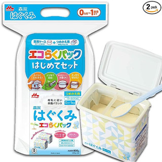 Morinaga Hagukumi Eco Raku ชุดแรกเกิด 800 กรัม (400 กรัม X 2 ถุง) [เปลี่ยนนมผงได้] [เด็กแรกเกิด 0 เดือน ถึง 1 ปี] ส่งตรงจากญี่ปุ่น