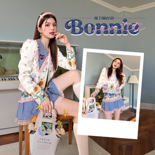 R137 Bonnie scott  : Set เซ็ทกระโปรงสก๊อตทานตะวัน