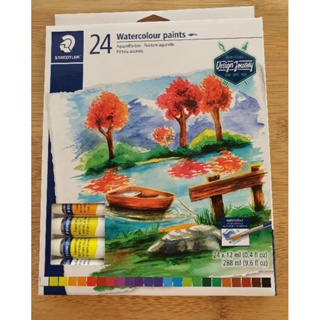 สีน้ำ Staedtler รุ่น  8880  24 สี มือสอง บีบลองใช้ทดสอบสีไปนอดหน่อย เหลืออีกเยอะ