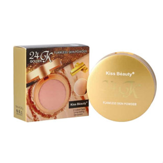 แป้งพัฟ แป้งพัฟทองคำ แป้งพัฟคุมมัน Kiss Beauty 24K golden flawless skin powder คุมมัน ติดนานตลอดวัน NO.81089