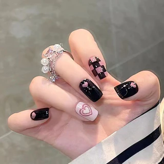 CICI 🇹🇭ร้านไทย🇹🇭【R855】พร้อมส่ง เล็บปลอมสีเจล24ชิ้น เล็บปลอมสำเร็จรูป ใหม่เล็บปลอมกันน้ำ